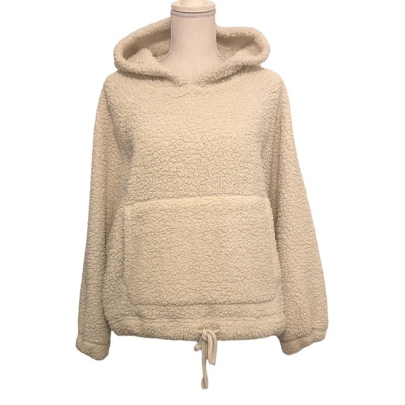 AMERICAN EAGLE OUTFITTERS Sweatshirt Women's Medium Beige Teddy Pullover Hoodie - Picture 9 of 9